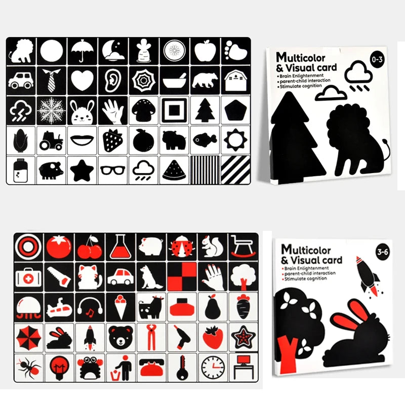 Baby Visual Stimulation Cards Montessori High Contrast Flash Card Infant Gift For Children Cognition Toy