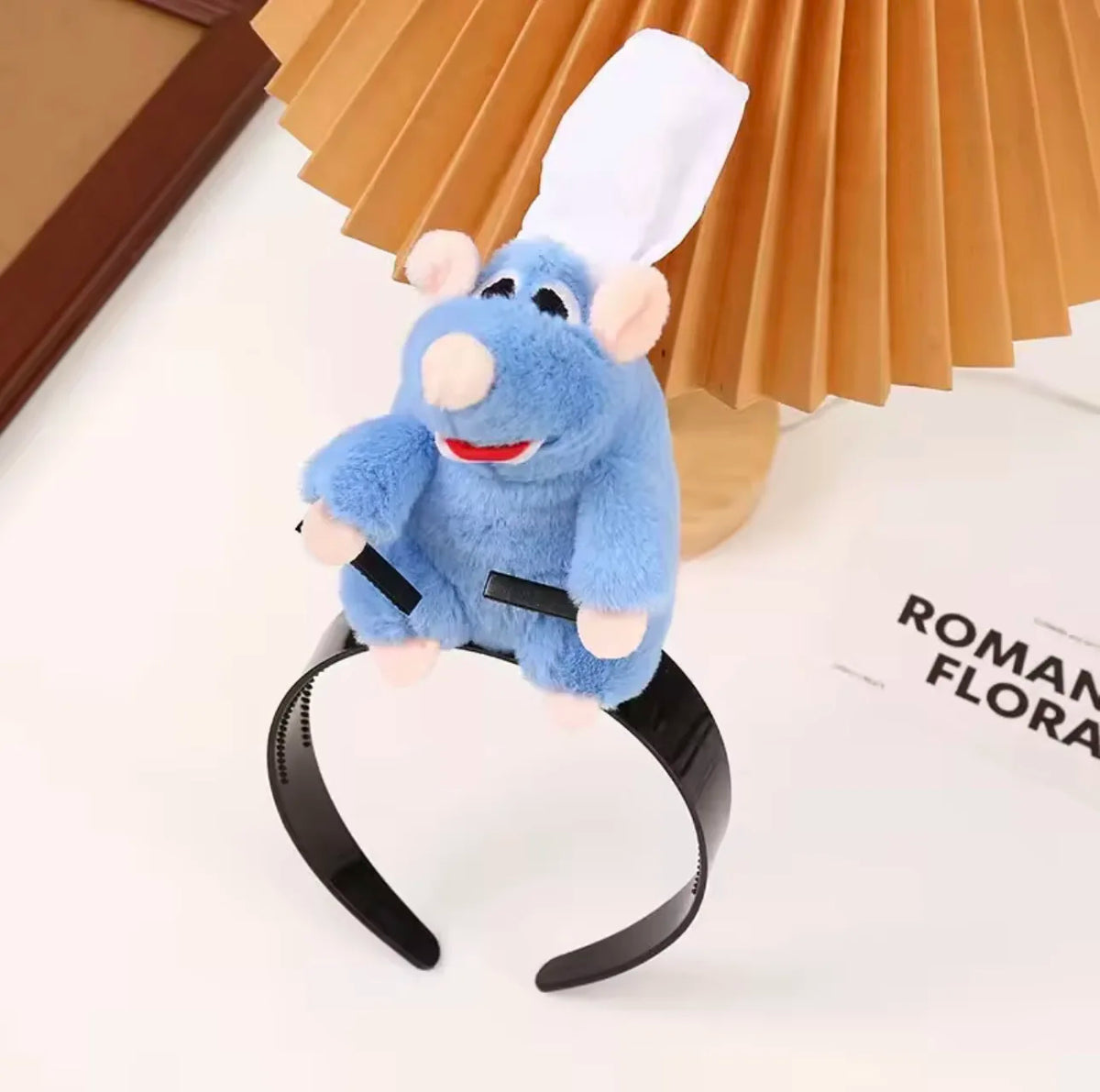 Ratatouille Mouse Head Hairband Capybara Funny Plush Hair Hoop Halloween Decor Capibara Women Hair Band Makeup Headdress Hairpin