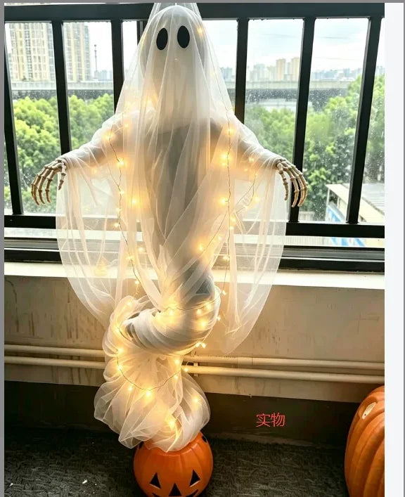 Swirling Ghost Pumpkin Yard Lamp,LED Halloween Floor Garden Light | Lighted Outdoor Ghost Pumpkin Decor for Halloween