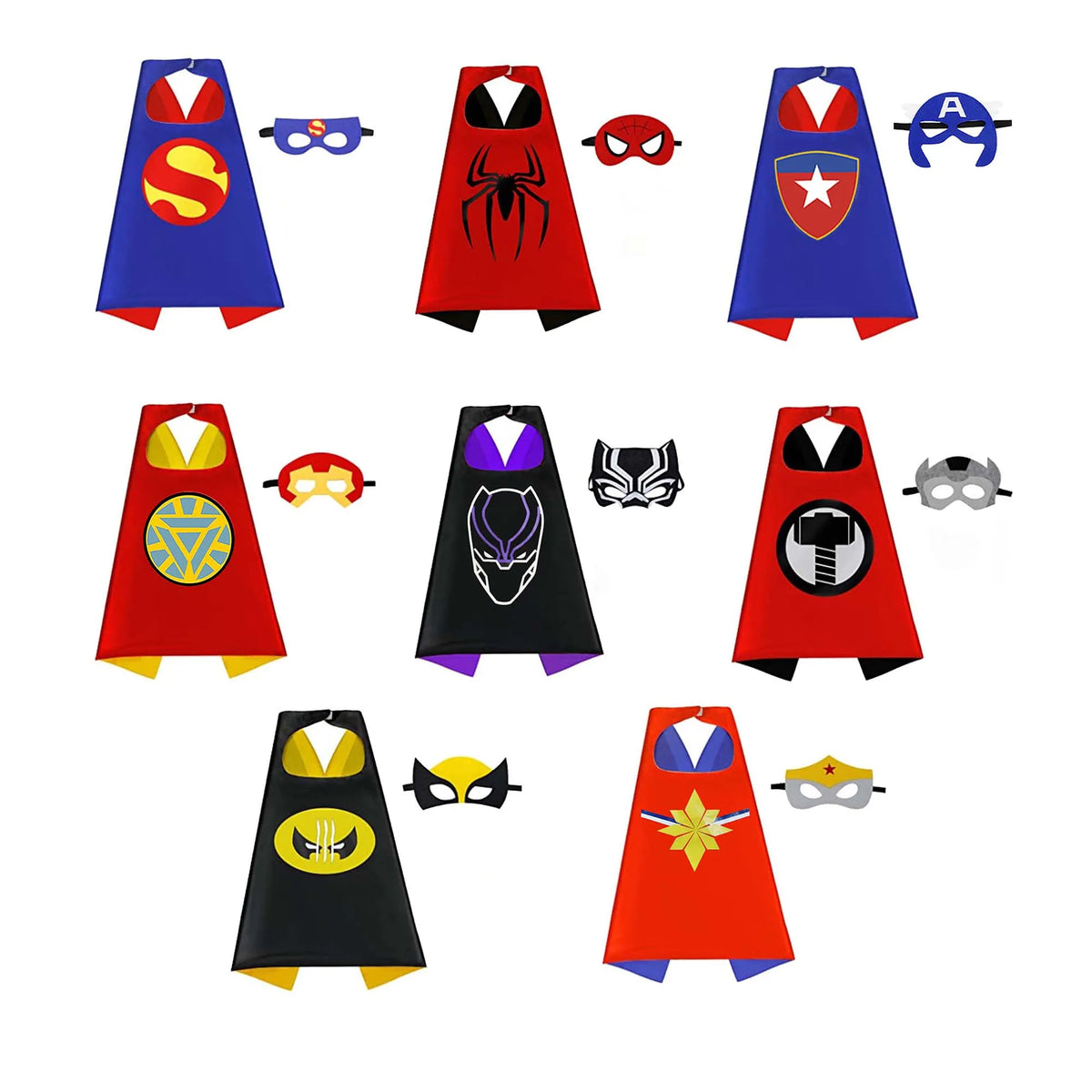 8 sets Superhero Capes for Cool Halloween Christmas Costume Cosplay Festival Party Supplies Favors Dress Up for boys girls