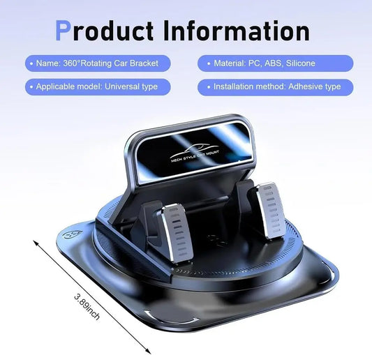 Universal Dashboard Cell Phone Bracket, Non-Slip Silicone Phone Holder with Flexible 360° Rotation for Safe Head-Up Navigation