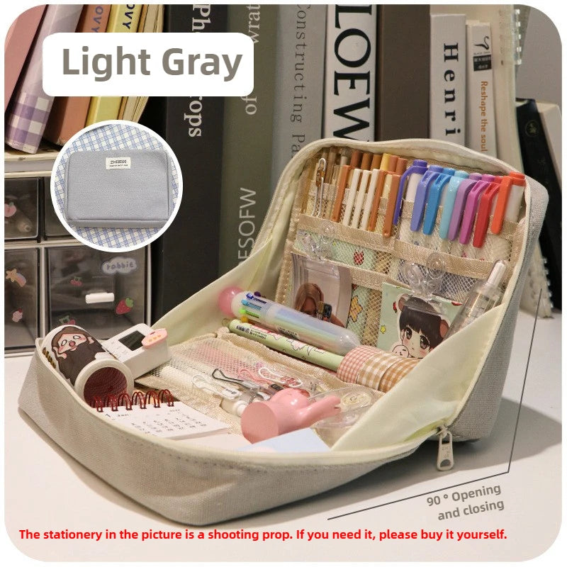 90°opening Multi-layer Pencil Case Student Stationery Storage Artifact Large Capacity Classified and Organized Stationery Bag