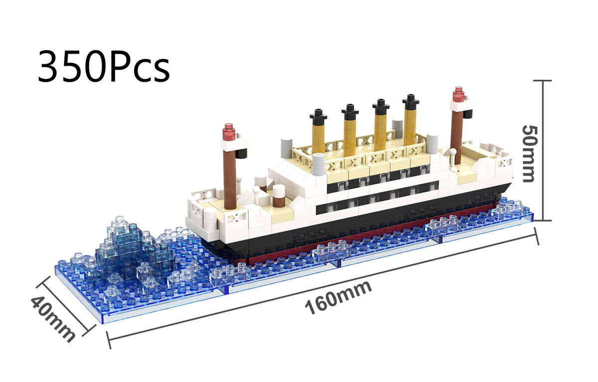 Small Particle Building Block Assembly Toy Titanic Giant Boy Girl Puzzle Cruise Ship Brick Model Kit Desltop Birthday Gift Child