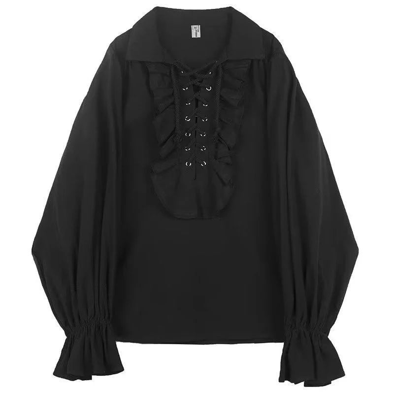 Zadily Women's Gothic Victorian Shirt Prince Vampire Poet Blouse 2026 Autumn Medieval Renaissance Pullover Frilled Buccaneer Top