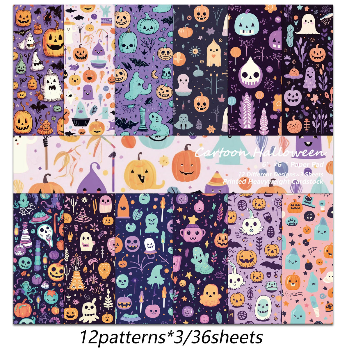 36sheets Writable Watercolor Halloween Scrapbook Paper Pads,Perfect for Arts Crafts,Journal Supplies,Arts Crafts,Scrapbooking