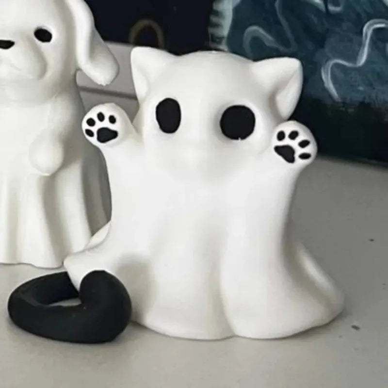 Mini Kitten Ghost Ornaments Afraid of Cute Desktop Atmosphere Halloween Feeling Send Girlfriend Cat Gift Home Decoration Crafts