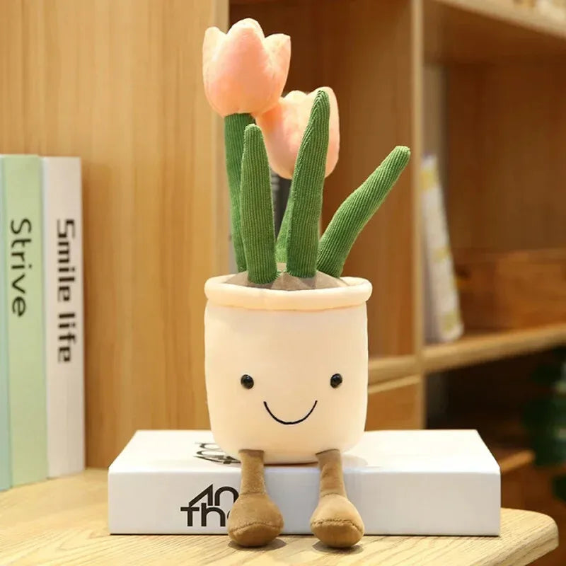 Lifelike Tulip Plant 33CM Plush Soft Plush Stuffed Toys Potted Flower Tulip Bookshelf