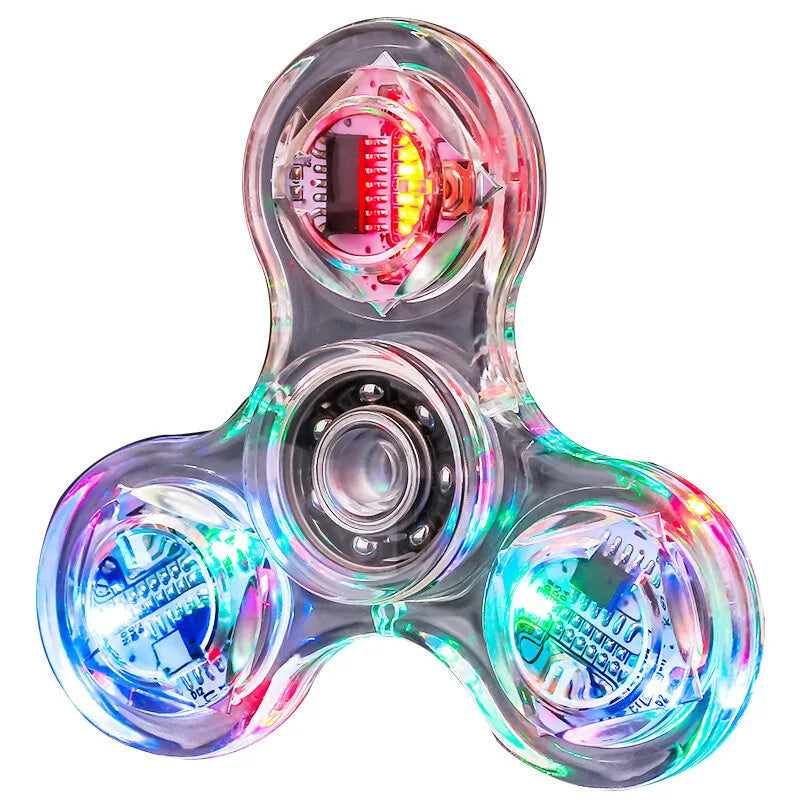 Crystal glowing gyroscope LED light Fidget Spinner hand cranked gyroscope glowing EDC pressure reducing toy for children
