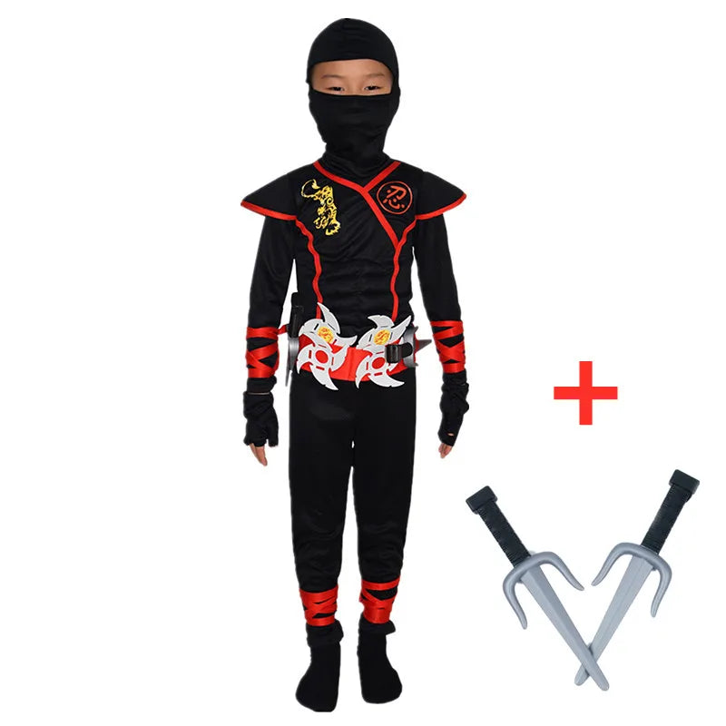 Ninja Costume Boy Halloween Kids Costume Boy Ninja Muscle Costume with Ninja Foam Accessories Best Children Gift