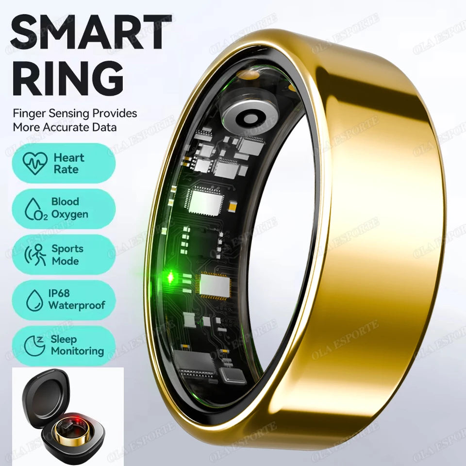 For Smart Ring Men Women Bluetooth Monitor Blood HeartRate Blood Oxygen Monitor Smartring MultiSport 5ATM Waterproof 2025