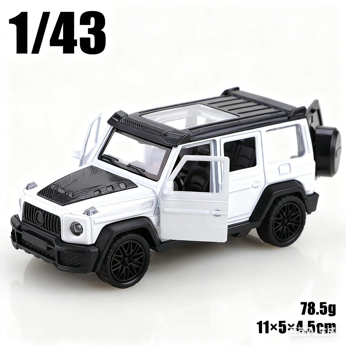 1/43 Scale Die-Cast Metal New Little G Pullback Off-Road Vehicle, Three-Door Alloy Model, Boy's Toy, Decoration