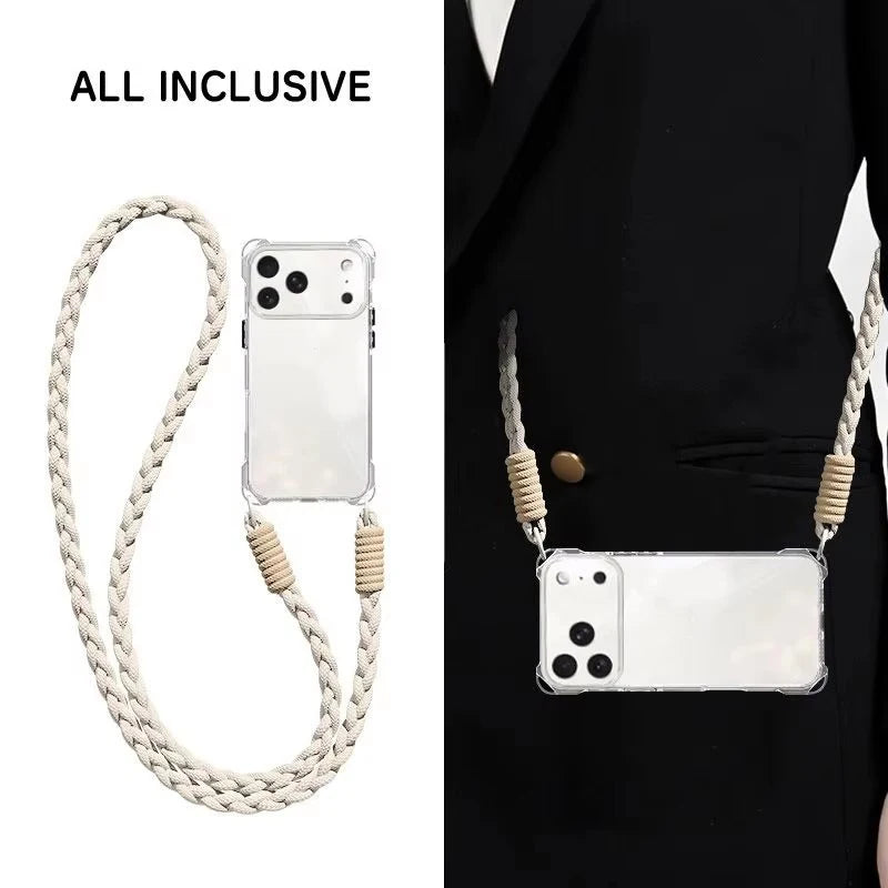 Crossbody Phone Case with Lanyard For iPhone 17Air 16 Pro Max 15 14 18 Pro Max чехол на айфо Necklace Strap Cord Soft Cover