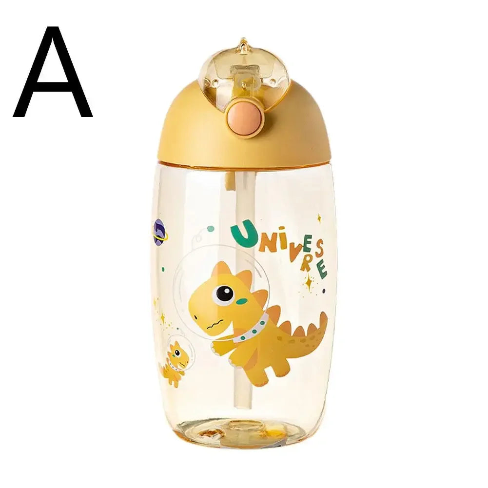 JIRO 600ML Children's Water Bottle For School Portable Cartoon Dinosaur Sippy Cup Creative Feeding Cup With Straws And Lids Drin