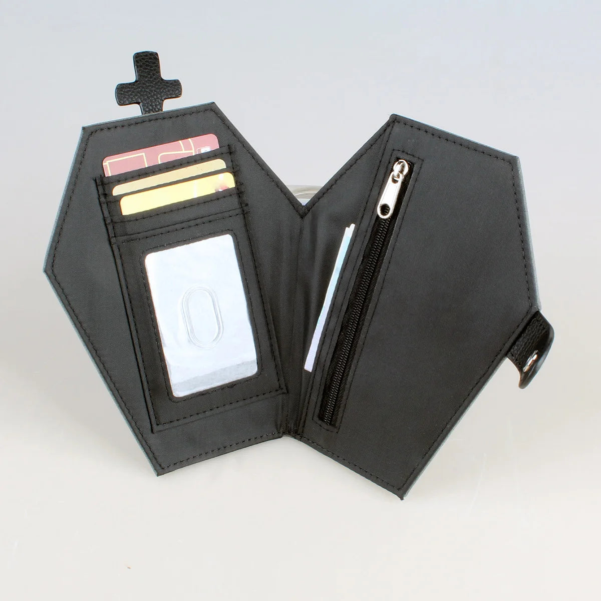 Women's Niche Coffin Shaped Handbag Wallet Double Fold Zero Wallet Unique Halloween Gift