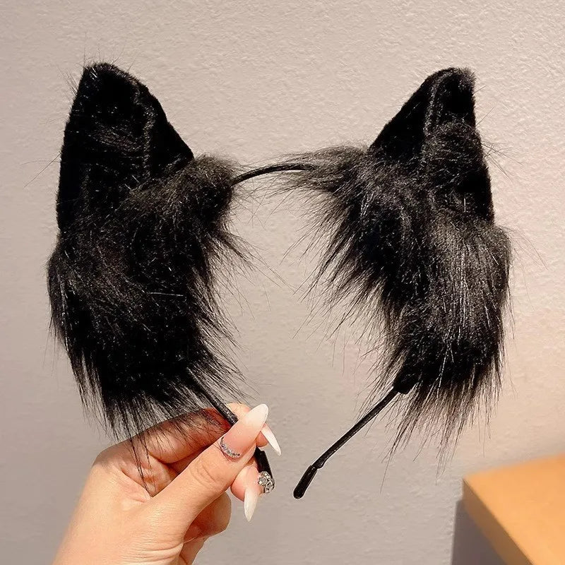 1pcs Cat ear headband Cute plush hairband Holiday dress up Christmas animal Ear hoop Children's hair accessories