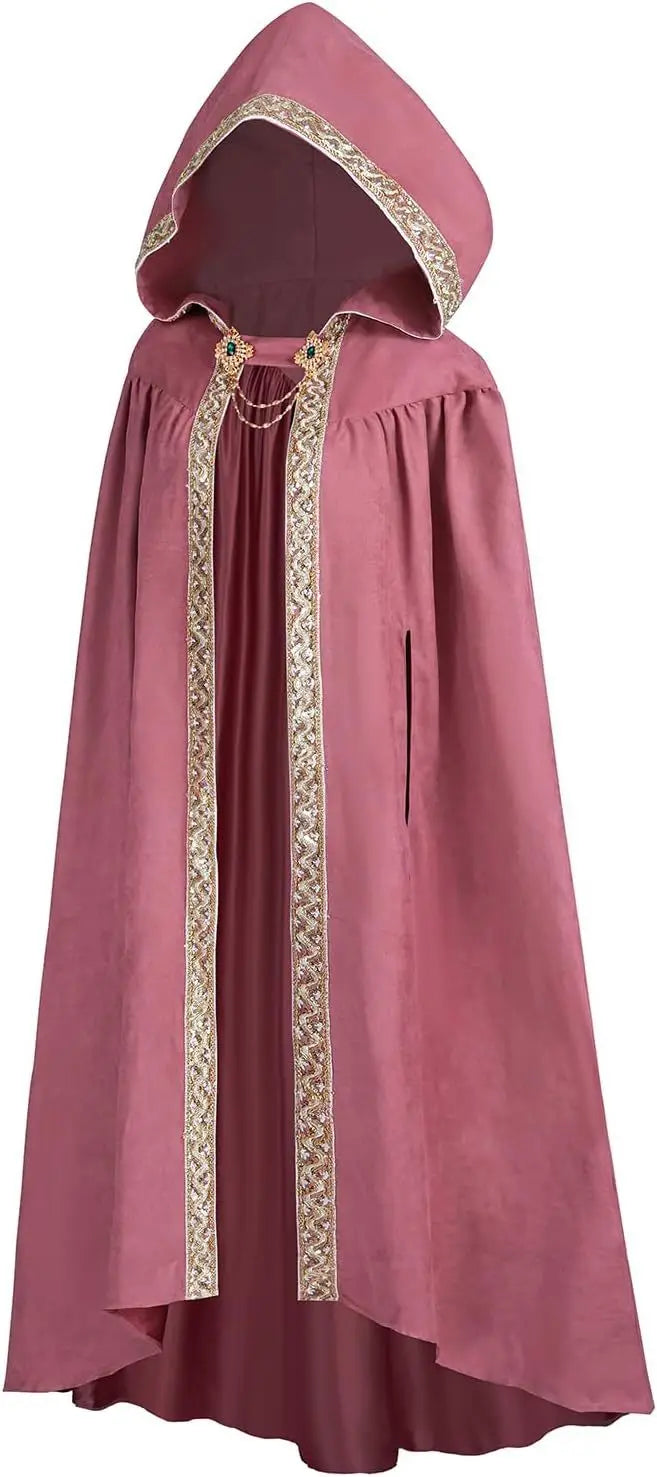 Halloween Retro Pastoral Ribbon Edge Hooded Cloak Medieval Renaissance Lace Cloak Anime Costume Carnival Party Cosplay Jacket