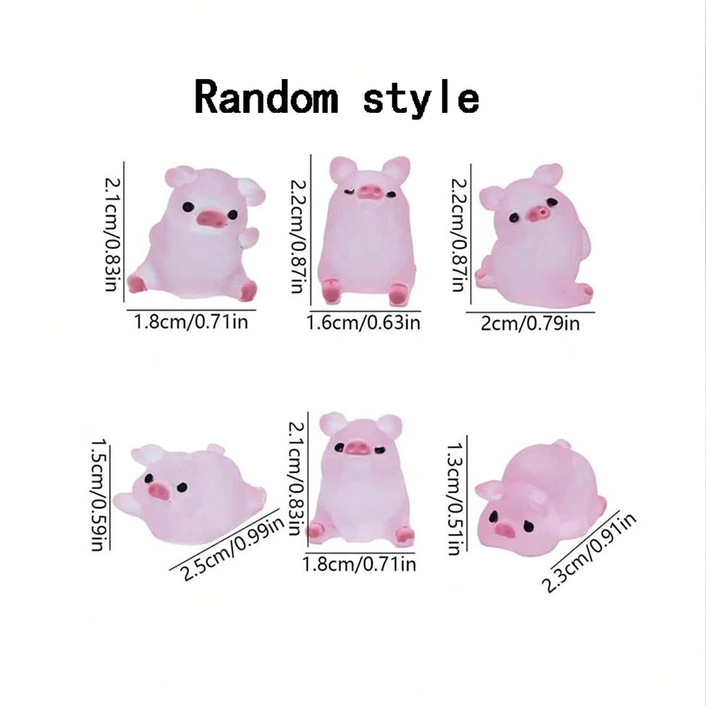 6/15/30/1Box Luminous Pig Design Glow in The Dark Creative Mini Pink Pig Miniature for Garden Landscape Home Decoration