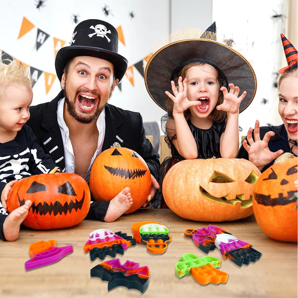 6-piece Halloween mini decompression sensory popular keychain suitable for children's Halloween party gifts