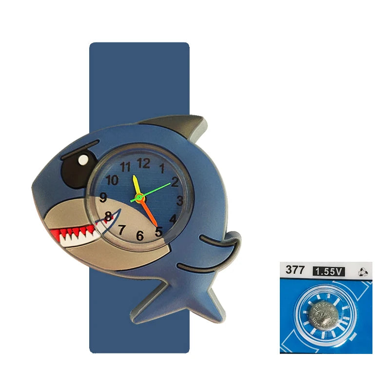 Cartoon Children Watches Baby Study Look The Time Toy Bracelet Kids Slap Watch for Boys Girls Birthday and Christmas Gift Clock
