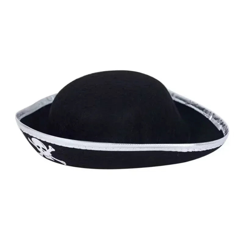 Pirate Hats Halloween Props Cosplay Dance Parties Children/adults Caribbean Pirate Clothing Hats with Gold and Silver Edges