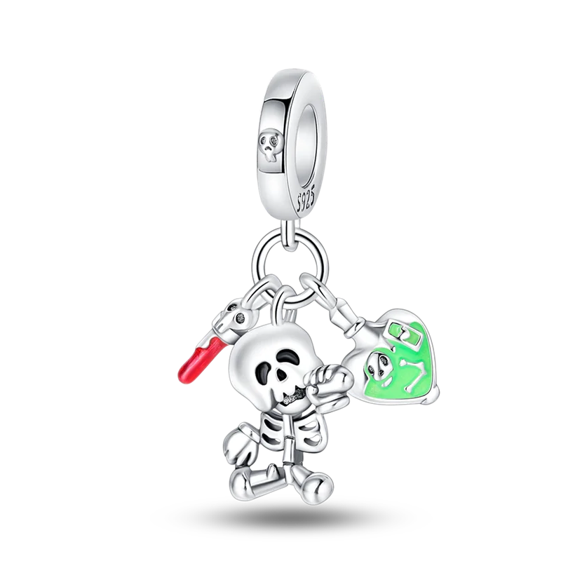 New in 925 Silver Halloween Collection Charm Glowing skull Beads Fit pand 3mm Bracelet DIY Pendant Woman Jewelry 2024 Hot Sale