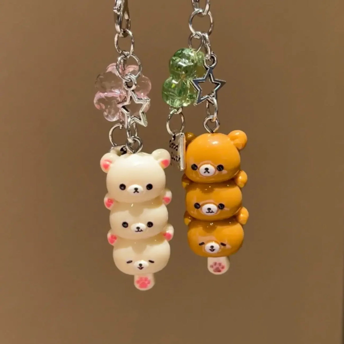 Cute Bear Phone Charms Pendant Kawaii Anime Keychain Accessories for Keys Schoolbag IPhone17 Pro Max Airpods Ins Korean Style