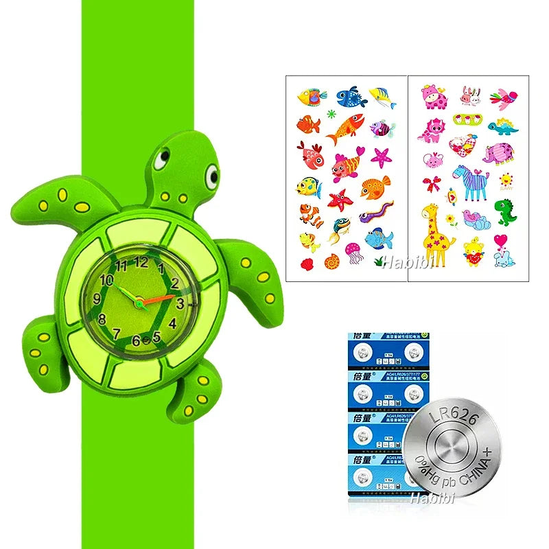 Boys Girls Watches Baby Kindergarten Party Gift Children Study Time Toy Wristwatches Slap Bracelet Clock Cartoon Kids Watches 22