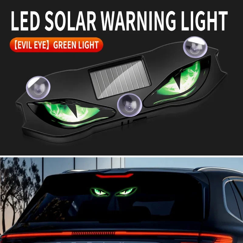 Solar Power Car Decorative Lamps Demon Eyes Light Cool Flashing Warning Light Dynamic Safety Vehicle Signal Lights for Halloween