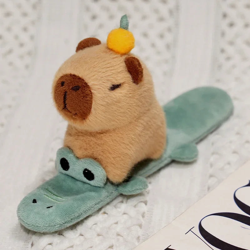 25X10cm Cute Funny Capybara Toy Slap Snap Wrap Wristband Lovely Cartoon Animal Bracelet Kawaii Plush Doll Wristband Gifts