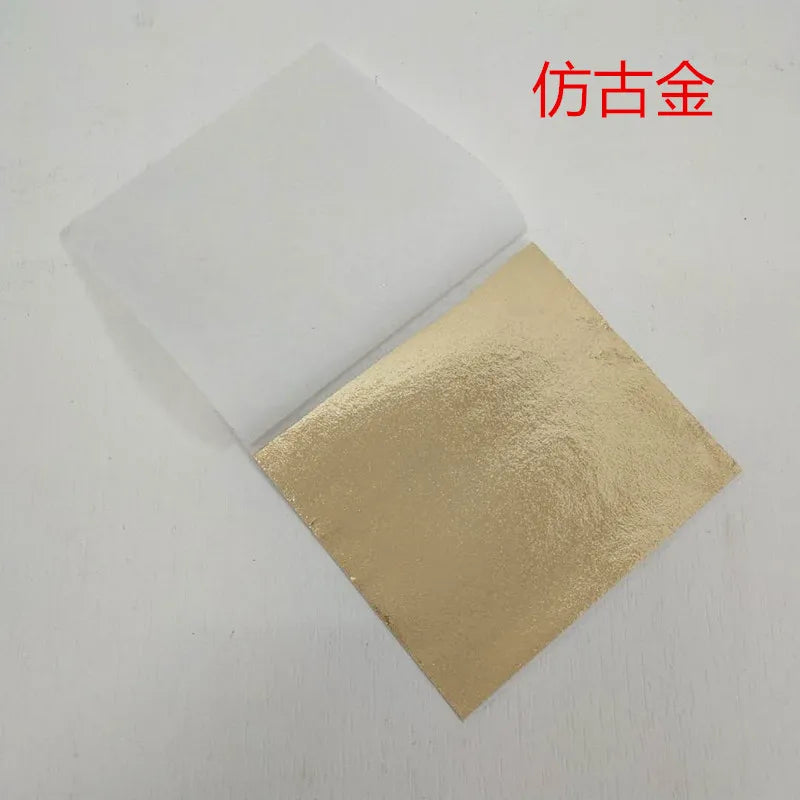 100Pcs 9Cm Individually Packaged Imitation Gold Silver Leaf Foil Papers for DIY Epoxy Resin Craft Nail Art Jewelry Making