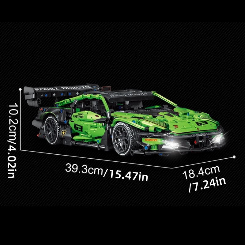 MOC Technical Green Racing Car Building Blocks Set Model Kit DIY Assembly Bricks STEM Educational Toys Kids Birthday Gift
