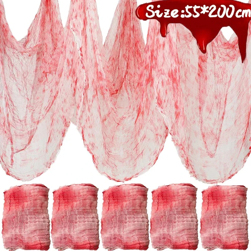 10/1pcs Scary Blood Gauze Cloth for Halloween Outdoor Window Wall Bleeding Scary Cloth Gauze Creepy Home Bar Party Spooky Props