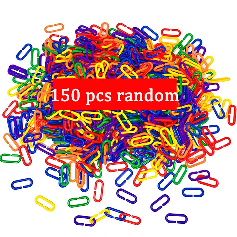 Children Geometric Chain Buckle Building Blocks Educational Toys Rainbow C-Clip Hook Chain Children Action Training Toys