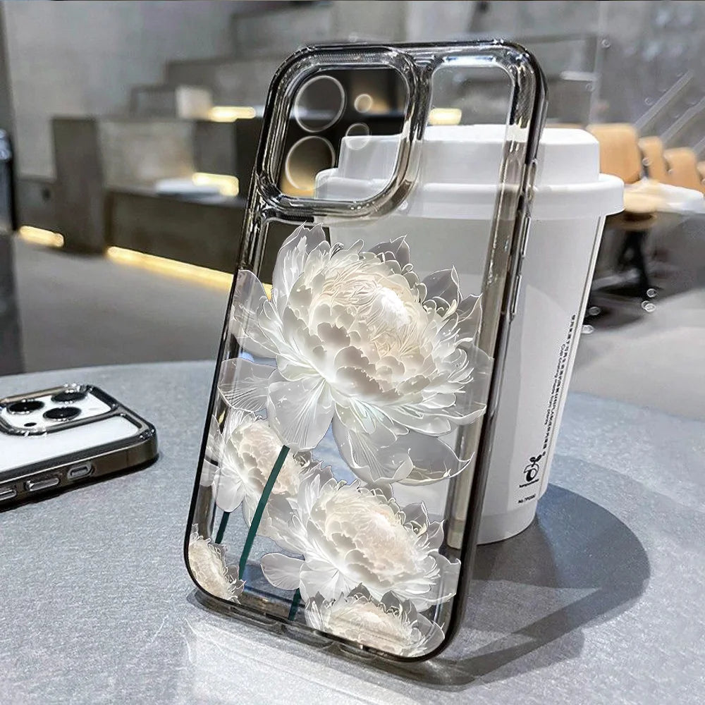Flower Phone Case For iPhone 17 16 18 Pro Max 13 14 12 11 15 Pro Max 16e Air 7 Plus SE Shockproof Transparent Cover Soft Funda