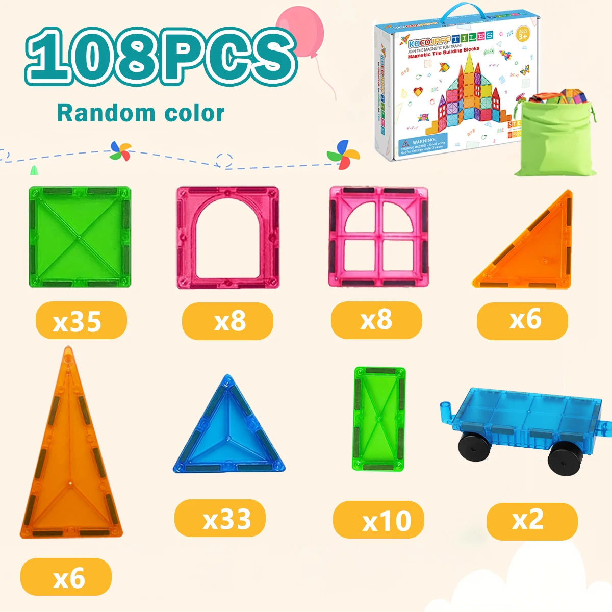 5.5cm Magnetic building blocks magnetic force plate children's toys, creative architect toys, handheld children's gifts