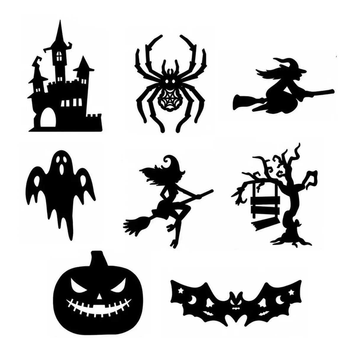 8pcs Halloween LED-Silhouette Wall Light Stickers Glow-In-The-Dark Bats Spiders Wall Decor Spookys Pumpkins Spiders Tree Decor