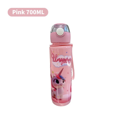 700ml Cute & Durable Cartoon Space Cup with Hand-held Ring BPA-Free High Temperature Resistant Portable Outdoor Water Bottle