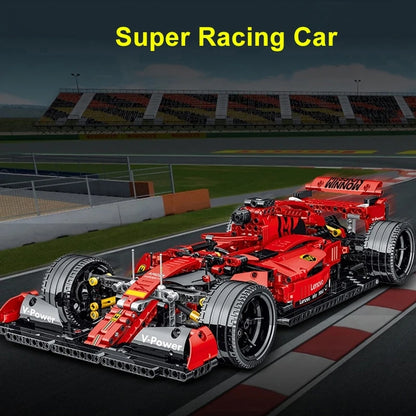 1200Pcs Super Racing Car Building Blocks Model Red Classic Sports Creative 3D Desktop Decor Christmas Holiday Gift Adults Kids