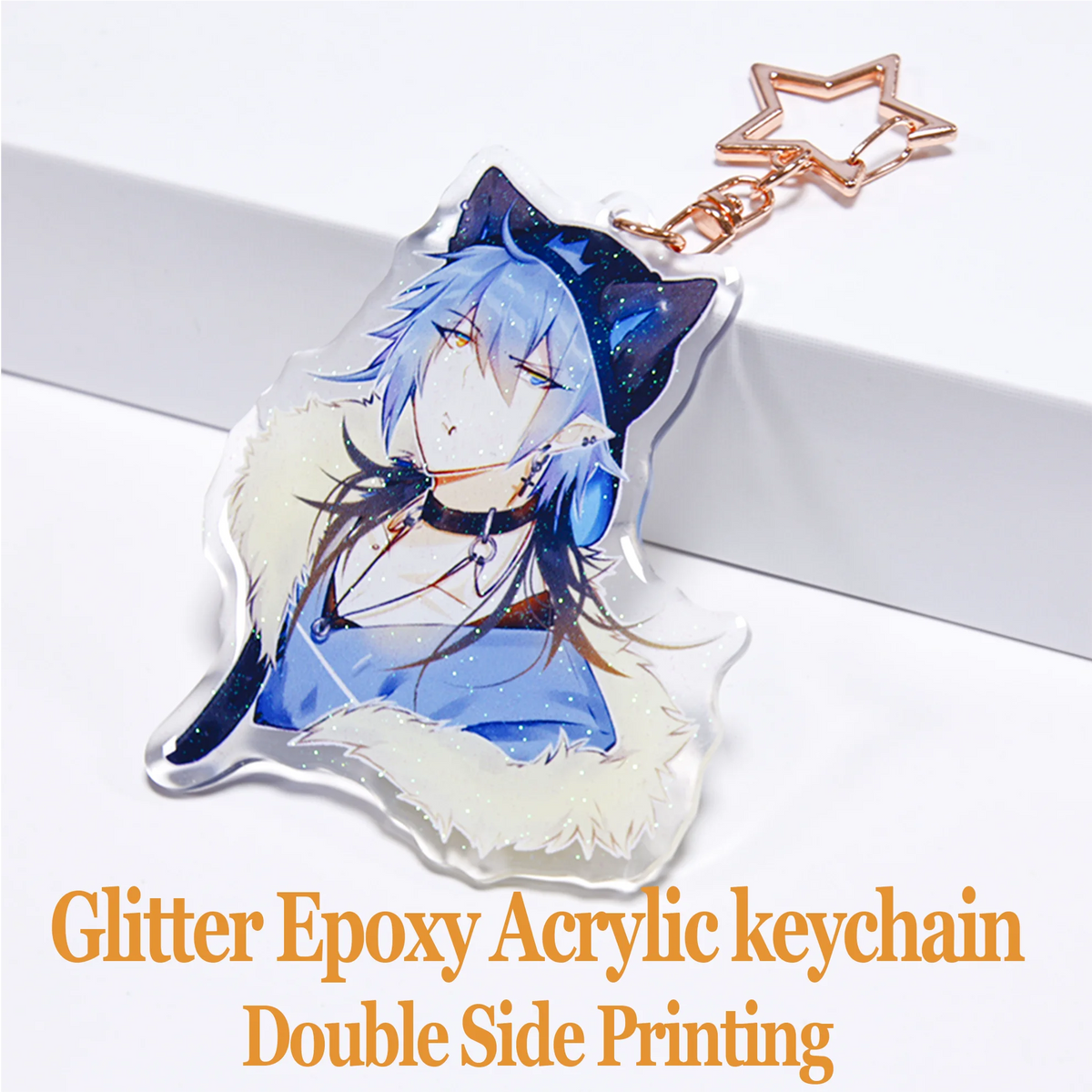 Custom Anime Acrylic Keychain Personalized Logo Cartoon Pendant Photo Clear Flash Charms Hologram Designer Key Chain