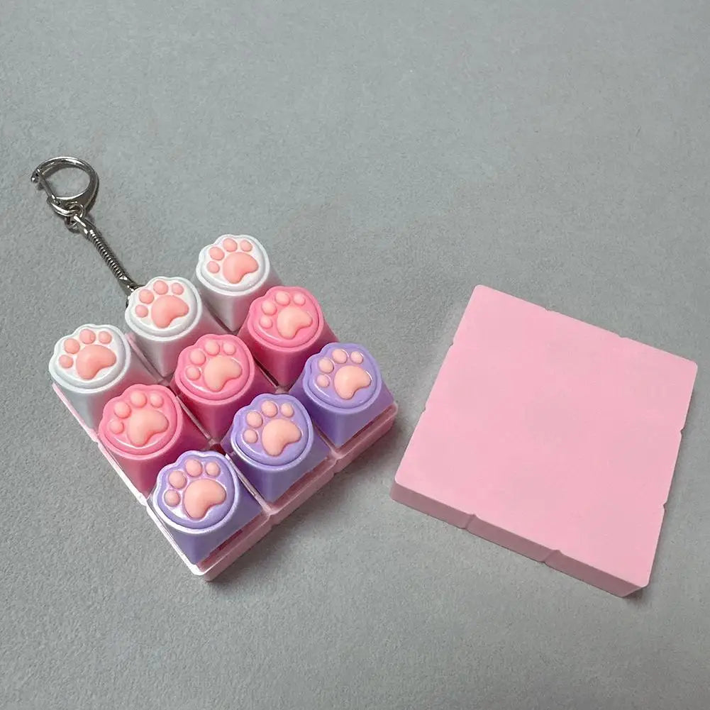 Keyboard Fidget Toys LED Crystal Keycap Keychain Stress Relief Fingertip Gadget Decompression Toys Clicker Fidget Toy