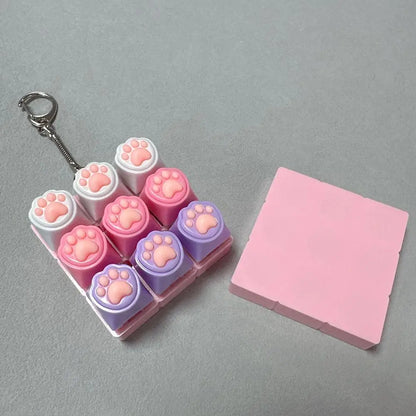 Keyboard Fidget Toys LED Crystal Keycap Keychain Stress Relief Fingertip Gadget Decompression Toys Clicker Fidget Toy