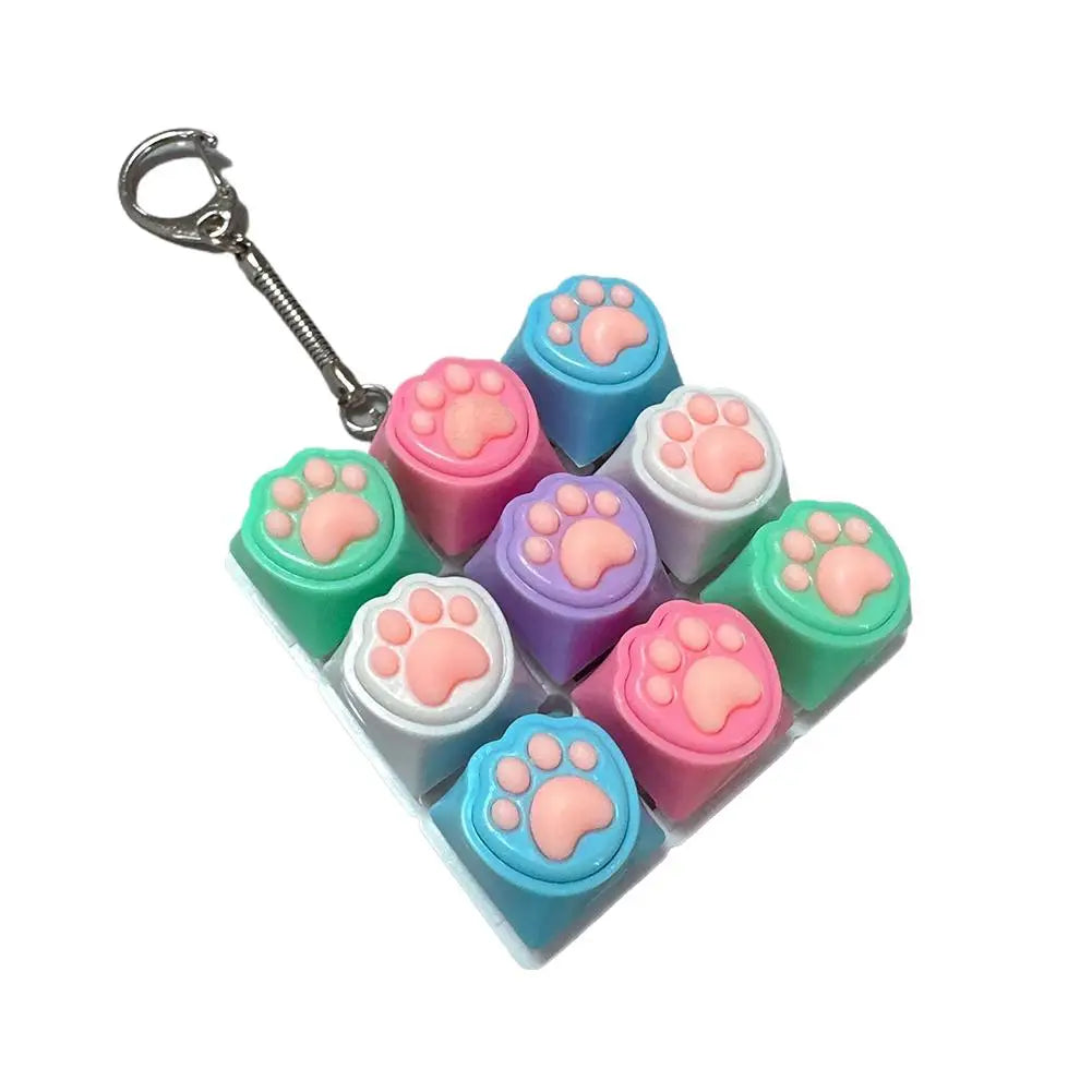 Keyboard Fidget Toys LED Crystal Keycap Keychain Stress Relief Fingertip Gadget Decompression Toys Clicker Fidget Toy