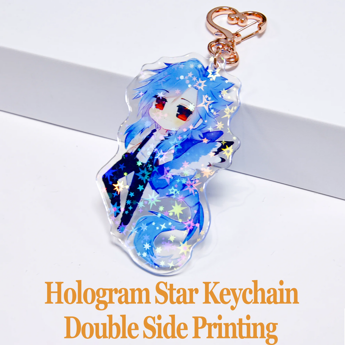 Custom Anime Acrylic Keychain Personalized Logo Cartoon Pendant Photo Clear Flash Charms Hologram Designer Key Chain