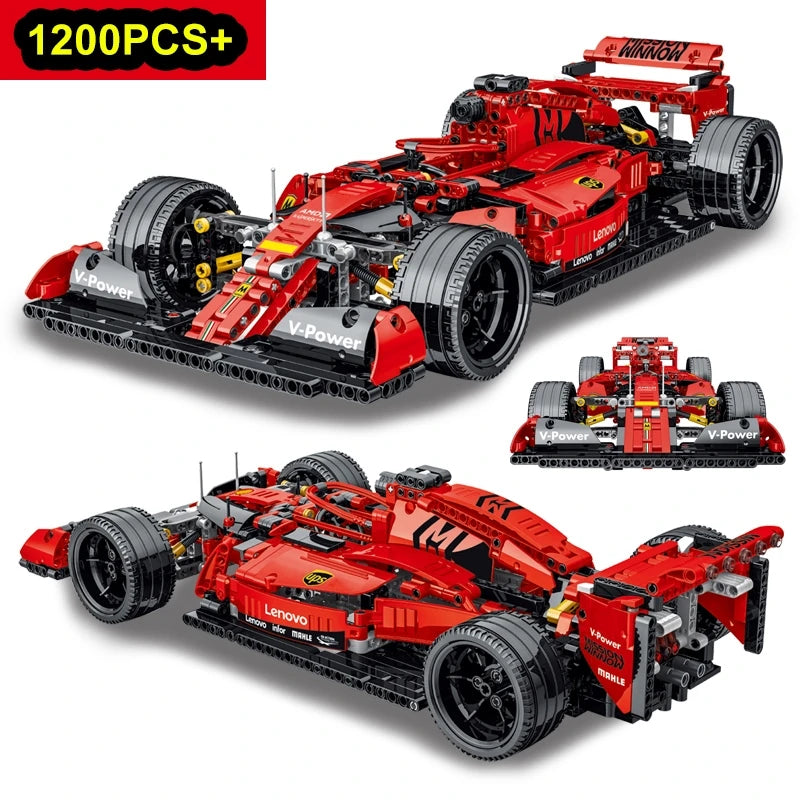1200Pcs Super Racing Car Building Blocks Model Red Classic Sports Creative 3D Desktop Decor Christmas Holiday Gift Adults Kids