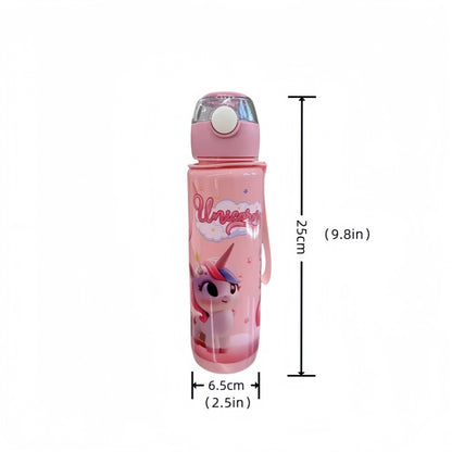 700ml Cute & Durable Cartoon Space Cup with Hand-held Ring BPA-Free High Temperature Resistant Portable Outdoor Water Bottle