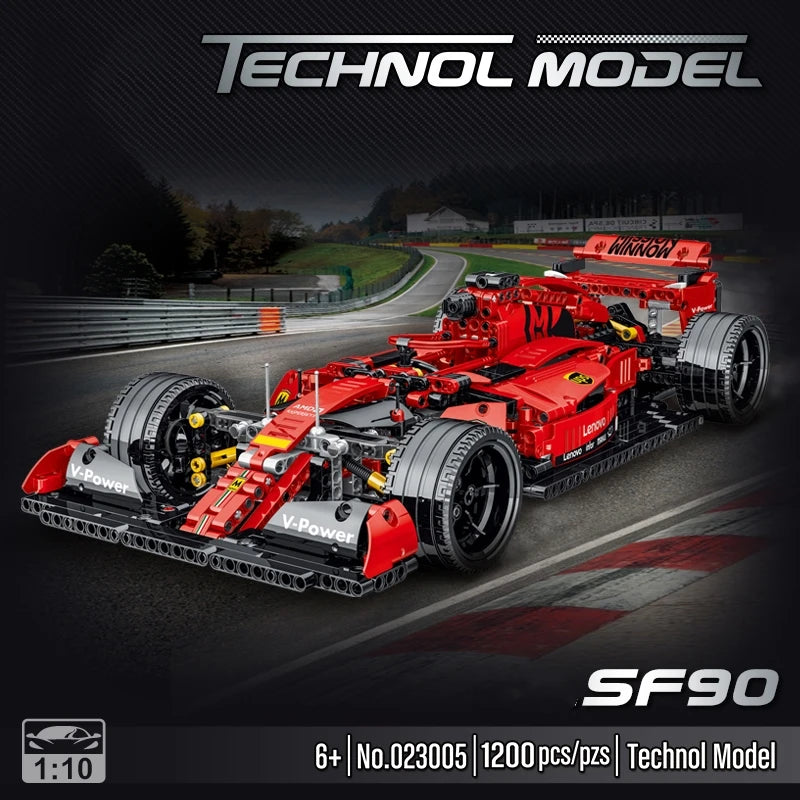 1200Pcs Super Racing Car Building Blocks Model Red Classic Sports Creative 3D Desktop Decor Christmas Holiday Gift Adults Kids