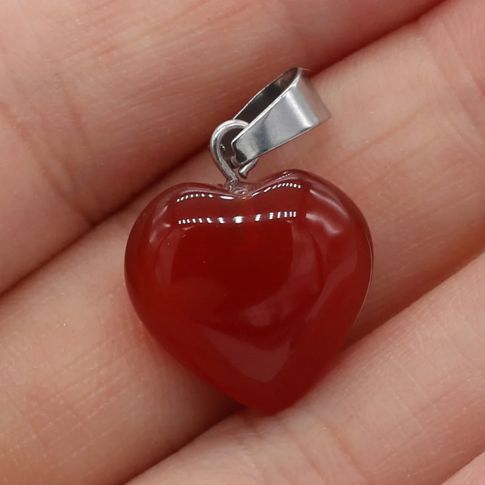 1pc Yachu Crystal Natural Stone Heart-shaped Semi-precious Stones Pendant For Make DIY Trendy Bracelet Necklace Size 16x16mm