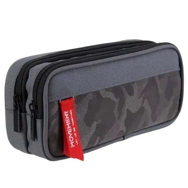 Double zipper camouflage canvas pencil case Boys pencil bag School stationery bag Student pen case School supplies storage bags