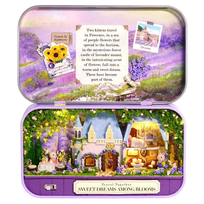 Box Theater DollHouses Wooden Doll House Miniature Home Nostalgic Theme DollHouse Furniture Accessories Toys For Gifts