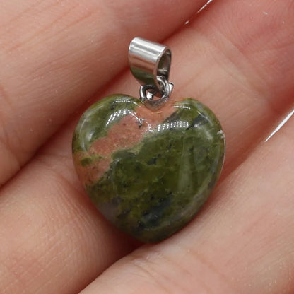 1pc Yachu Crystal Natural Stone Heart-shaped Semi-precious Stones Pendant For Make DIY Trendy Bracelet Necklace Size 16x16mm